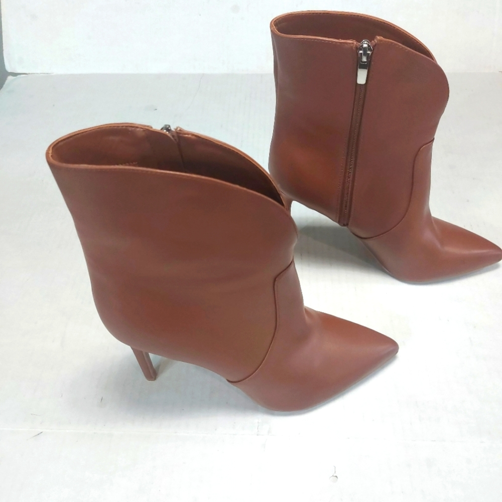 Nine West Brown Leather Slip-on Ankle Boots Size 10M